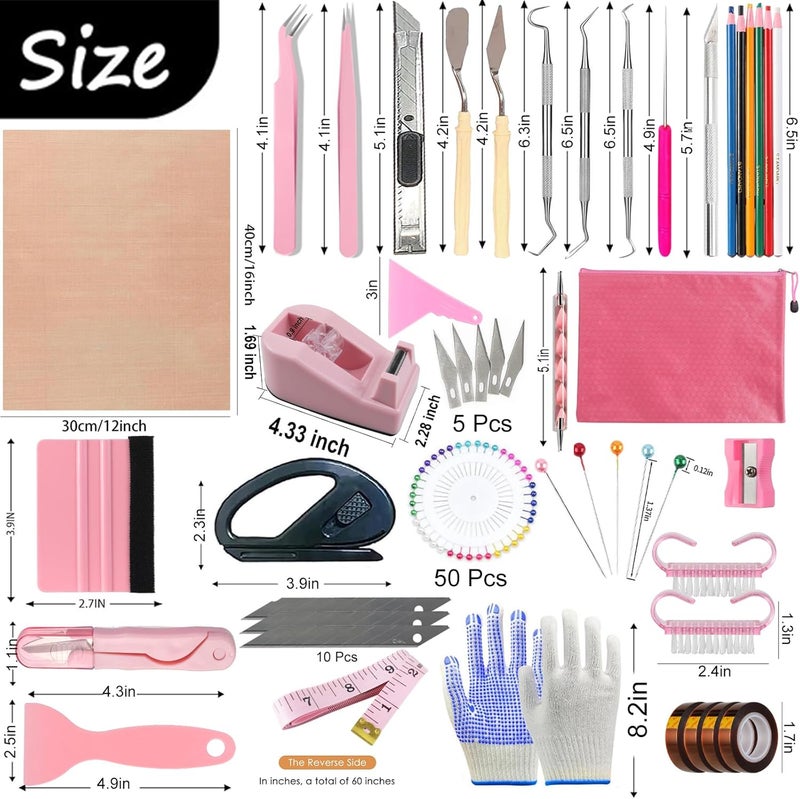 XEUZK 102Pcs Weeding Tools for Vinyl Set, Precision Craft Vinyl Weeding Tools Kit for Scrapbooking, Weeding Vinyl, DIY Art Work Cutting, Lettering, Splicing (Pink Tools) - Image 2
